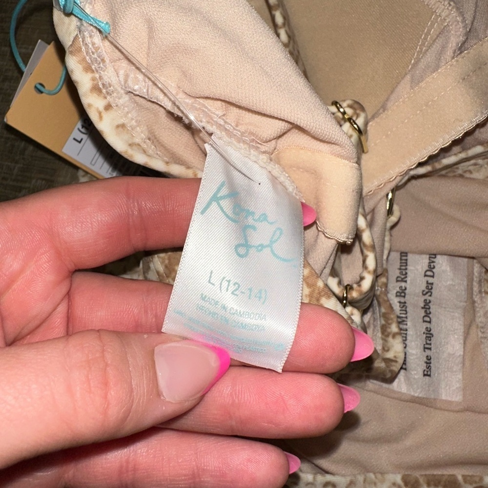 Kona Sol NWT Snake Print One Piece Swimsuit - Brown and Tan - Picture 8 of 9